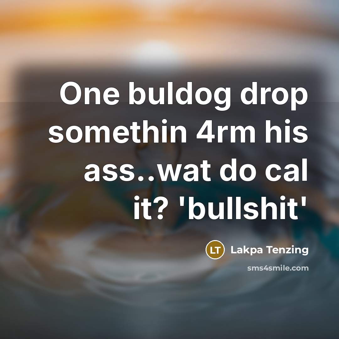 “One buldog drop somethin 4rm his ass..wat do cal it? 'bullshit'” quote by Lakpa Tenzing