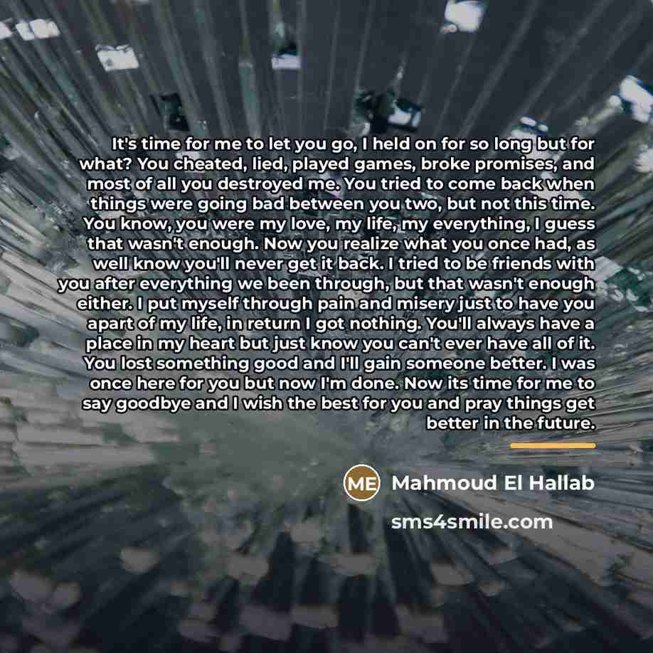 “It's time for me to let you go, I held…” quote by Mahmoud El Hallab