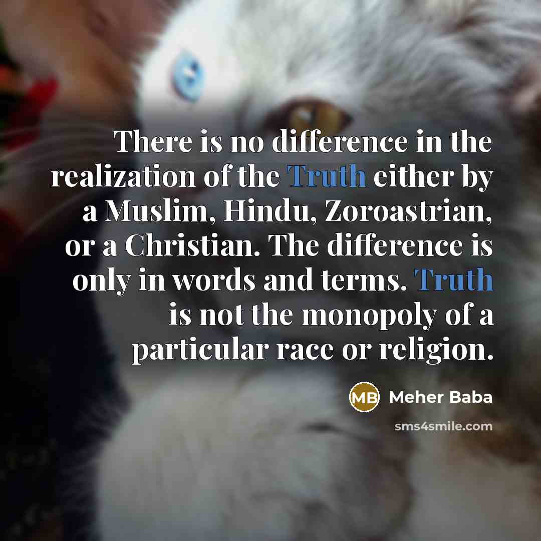 “There is no difference in the realization of the Truth…” quote by Meher Baba