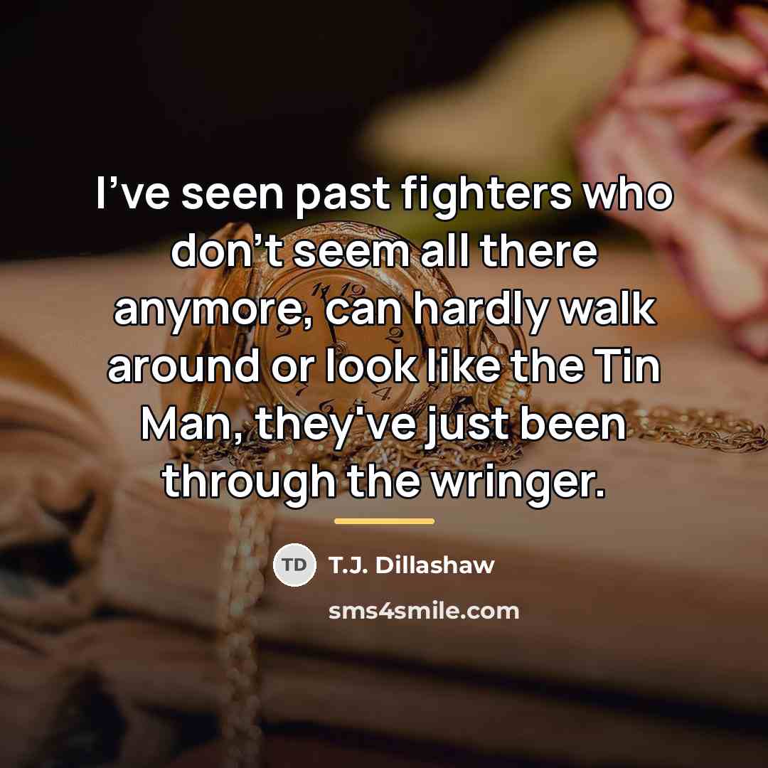 “I've seen past fighters who don't seem all there anymore,…” quote by T.J. Dillashaw
