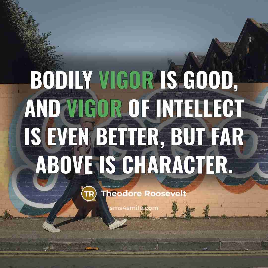“Bodily vigor is good, and vigor of intellect is even…” quote by Theodore Roosevelt