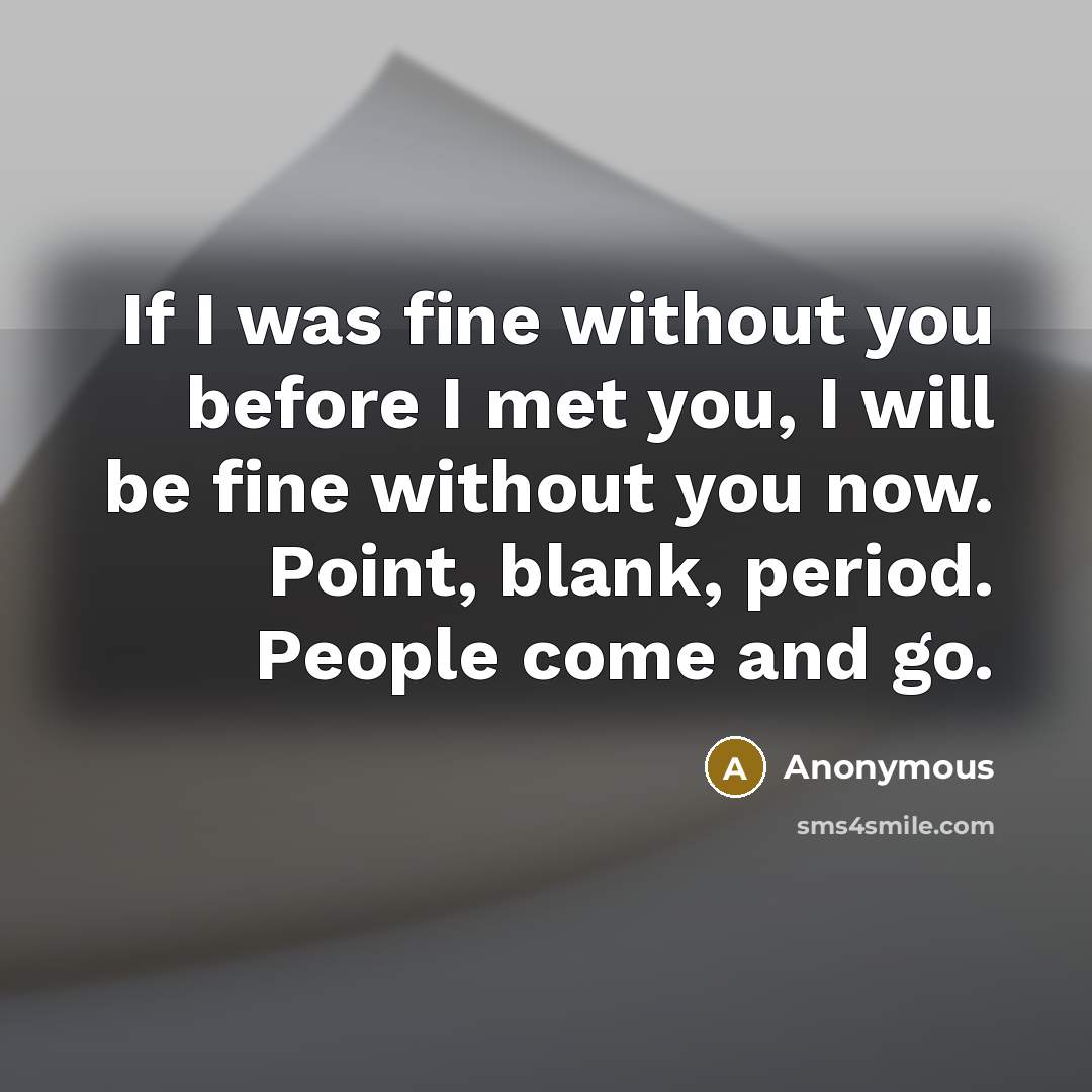 “If I was fine without you before I met you,…” quote by Anonymous