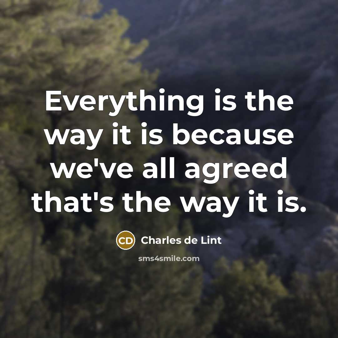 “Everything is the way it is because we've all agreed…” quote by Charles de Lint