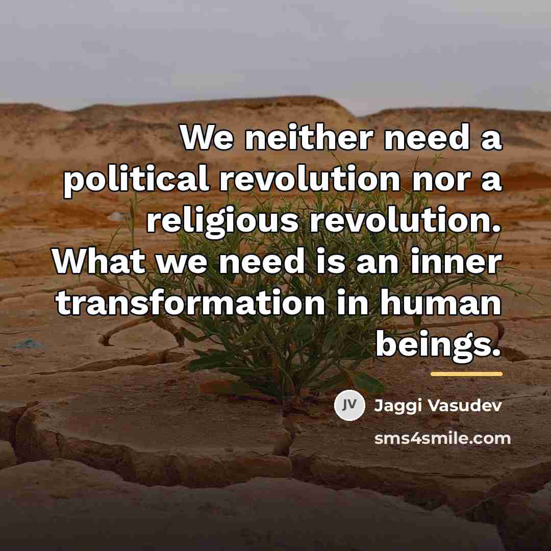 “We neither need a political revolution nor a religious revolution.…” quote by Jaggi Vasudev