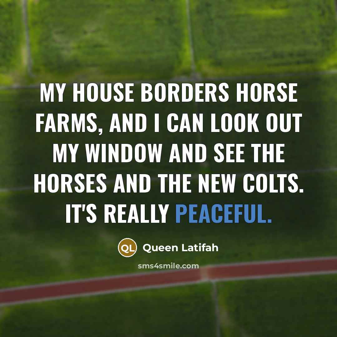 “My house borders horse farms, and I can look out…” quote by Queen Latifah