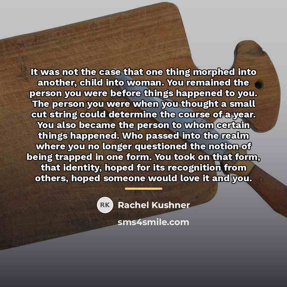 “It was not the case that one thing morphed into…” quote by Rachel Kushner