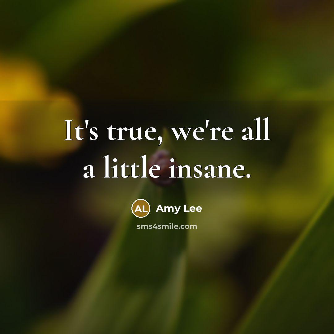 “It's true, we're all a little insane.” quote by Amy Lee