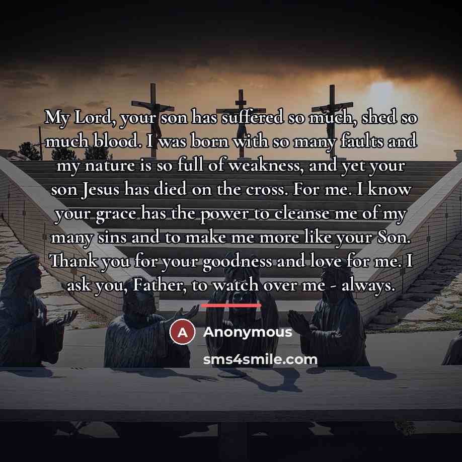 “My Lord, your son has suffered so much, shed so…” quote by Anonymous