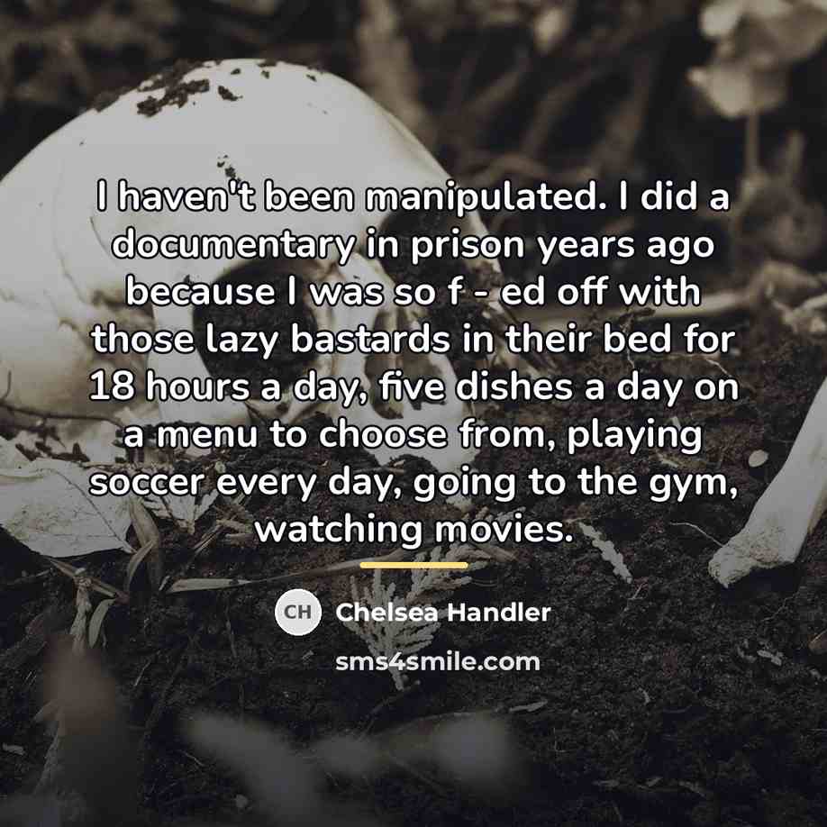 “I haven't been manipulated. I did a documentary in prison…” quote by Chelsea Handler