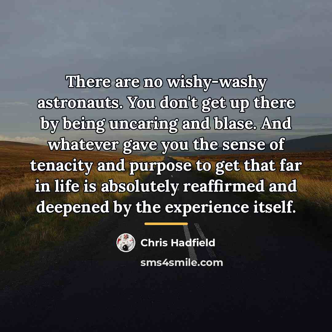 “There are no wishy-washy astronauts. You don't get up there…” quote by Chris Hadfield
