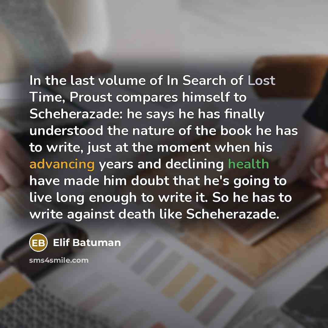 “In the last volume of In Search of Lost Time,…” quote by Elif Batuman