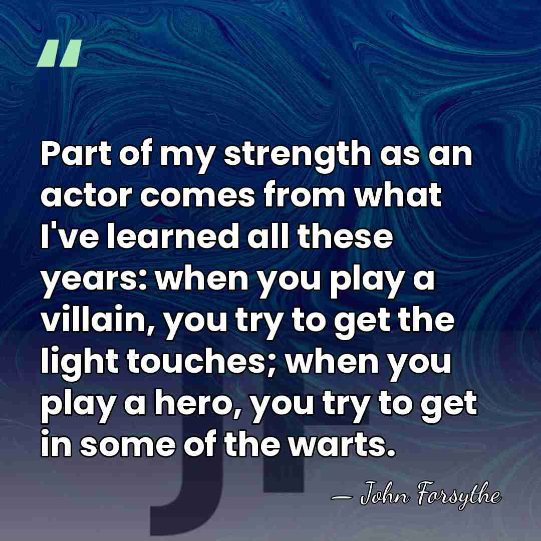 Part of my strength as an actor comes from what I've learned&hellip; - John Forsythe