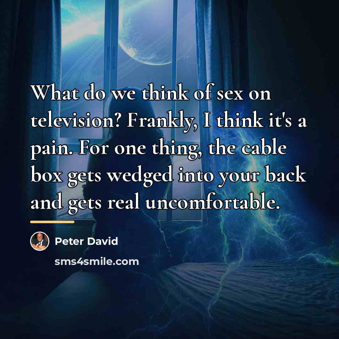 “What do we think of sex on television? Frankly, I…” quote by Peter David