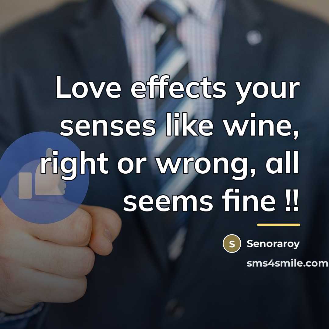 “Love effects your senses like wine, right or wrong, all…” quote by Senoraroy