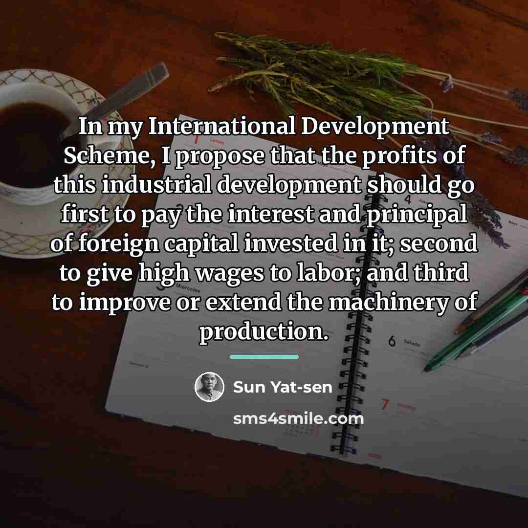 “In my International Development Scheme, I propose that the profits…” quote by Sun Yat-sen