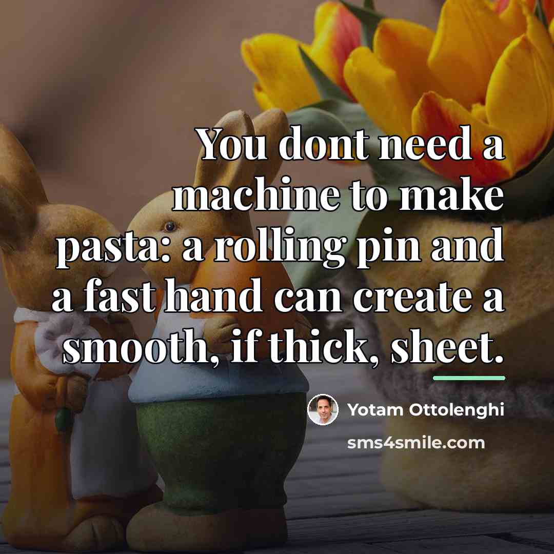 “You dont need a machine to make pasta: a rolling…” quote by Yotam Ottolenghi