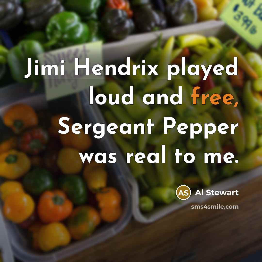 “Jimi Hendrix played loud and free, Sergeant Pepper was real…” quote by Al Stewart