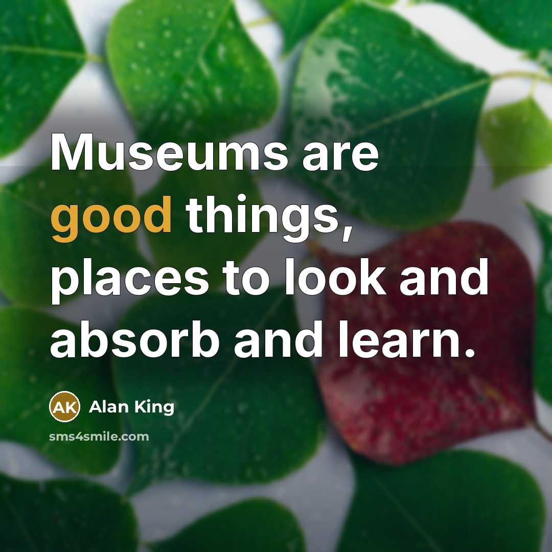 “Museums are good things, places to look and absorb and…” quote by Alan King