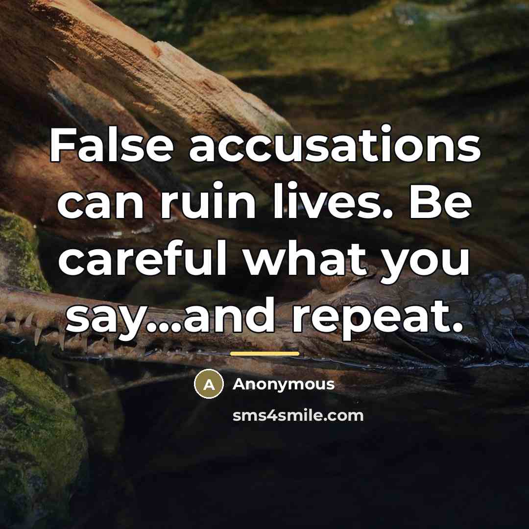 “False accusations can ruin lives. Be careful what you say...and…” quote by Anonymous