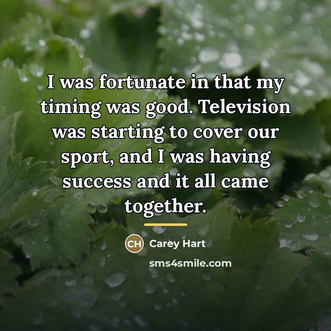 “I was fortunate in that my timing was good. Television…” quote by Carey Hart