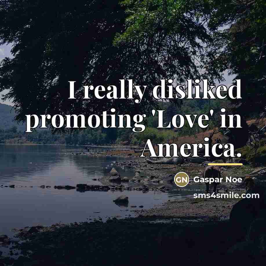 “I really disliked promoting 'Love' in America.…” quote by Gaspar Noe