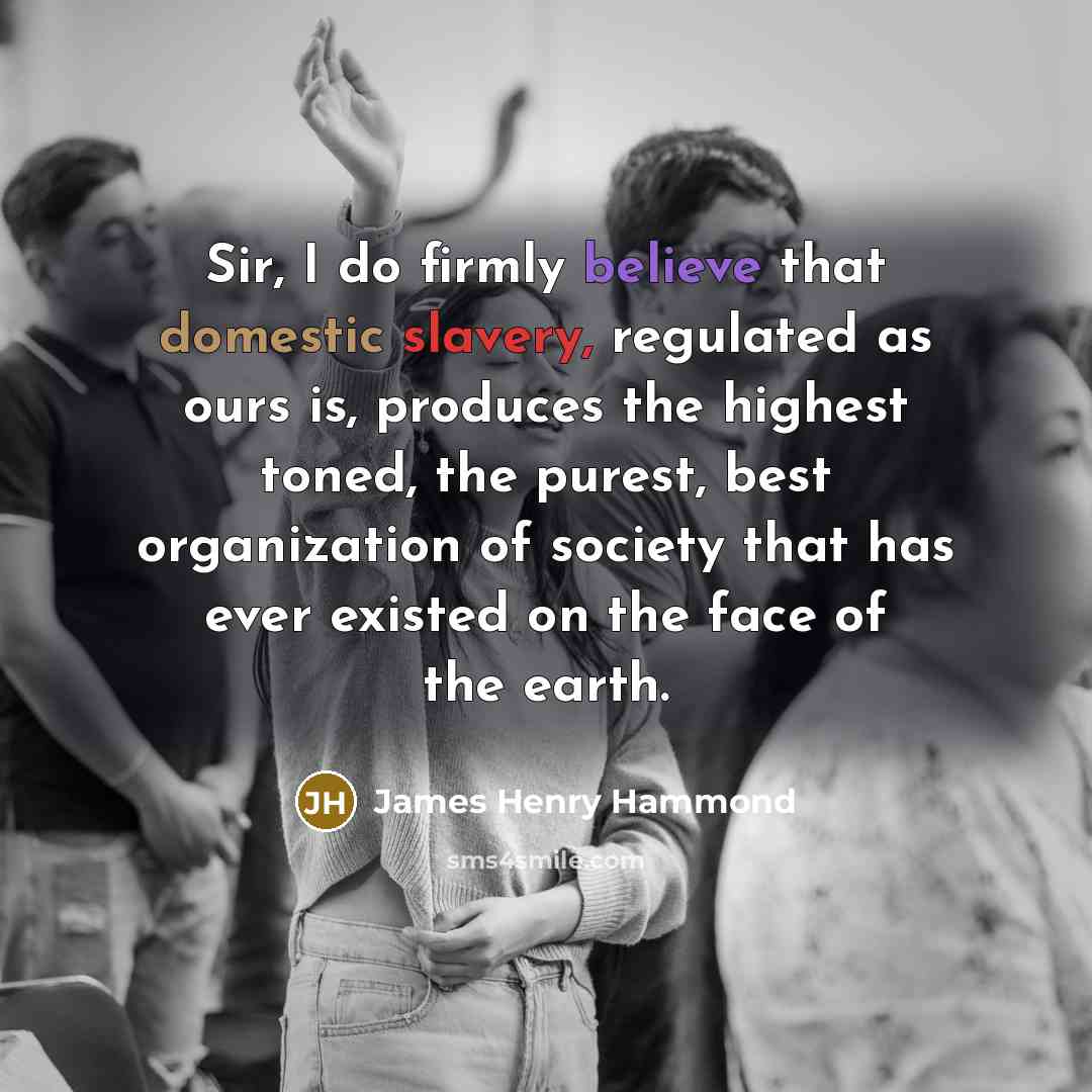 “Sir, I do firmly believe that domestic slavery, regulated as…” quote by James Henry Hammond