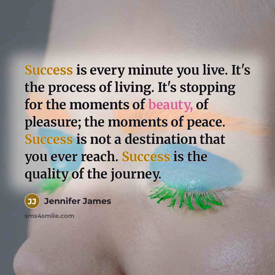“Success is every minute you live. It's the process of…” quote by Jennifer James