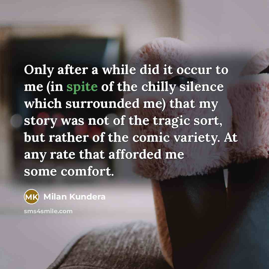 “Only after a while did it occur to me (in…” quote by Milan Kundera