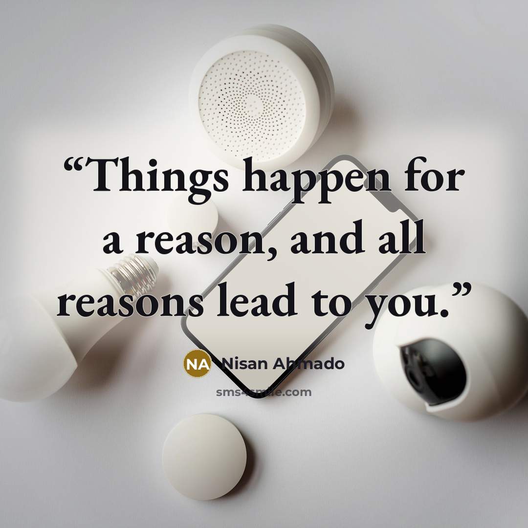 “Things happen for a reason, and all reasons lead to you.” quote by Nisan Ahmado