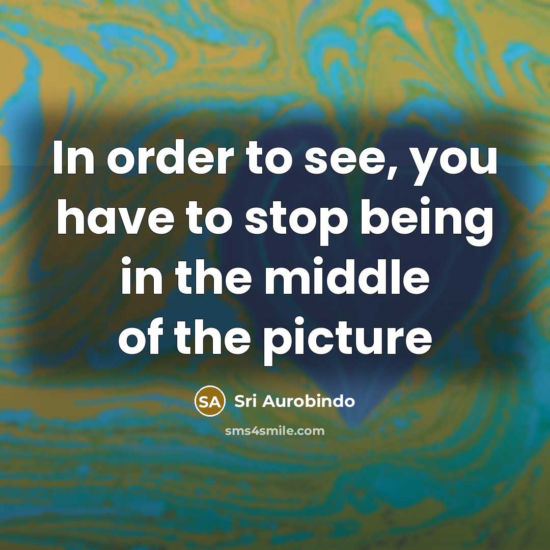 “In order to see, you have to stop being in…” quote by Sri Aurobindo