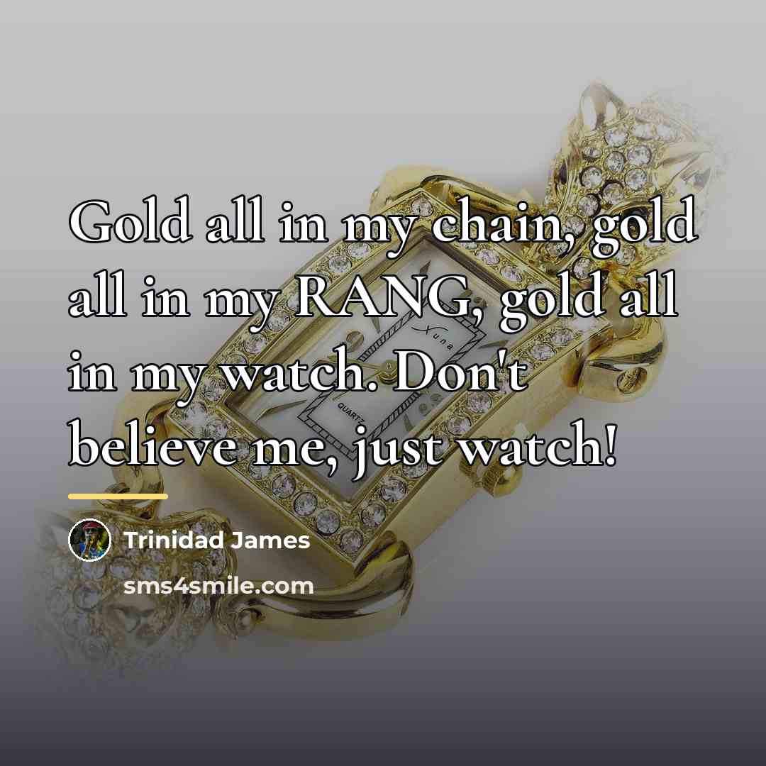 “Gold all in my chain, gold all in my RANG,…” quote by Trinidad James