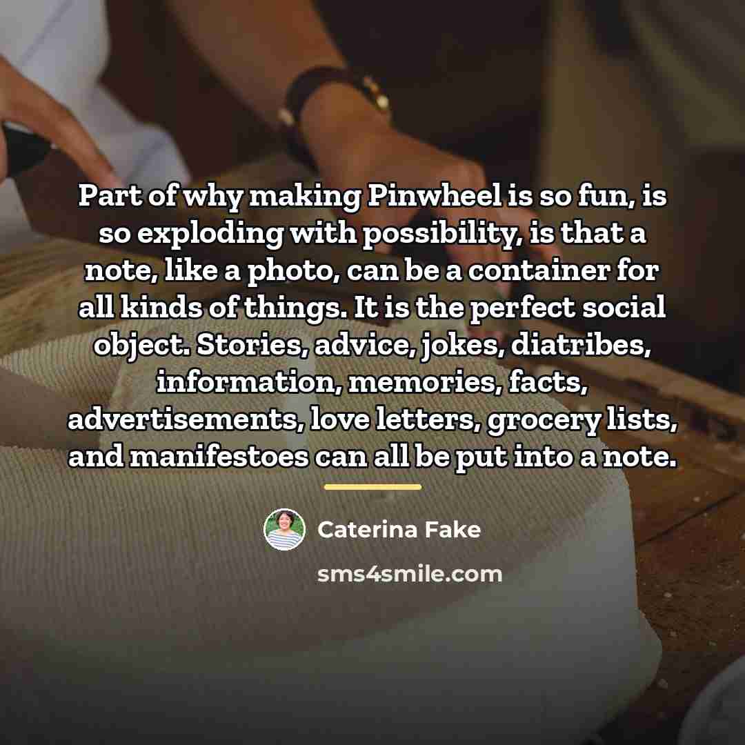 “Part of why making Pinwheel is so fun, is so…” quote by Caterina Fake