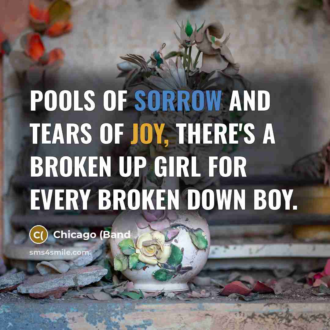 “Pools of sorrow and tears of joy, there's a broken…” quote by Chicago (Band
