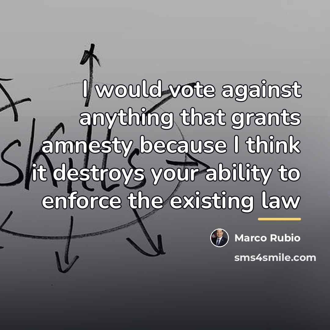 “I would vote against anything that grants amnesty because I…” quote by Marco Rubio