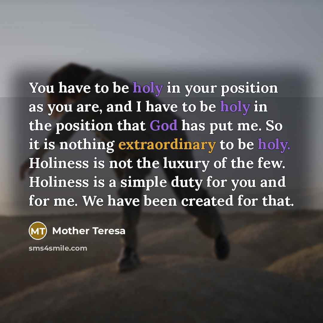 “You have to be holy in your position as you…” quote by Mother Teresa