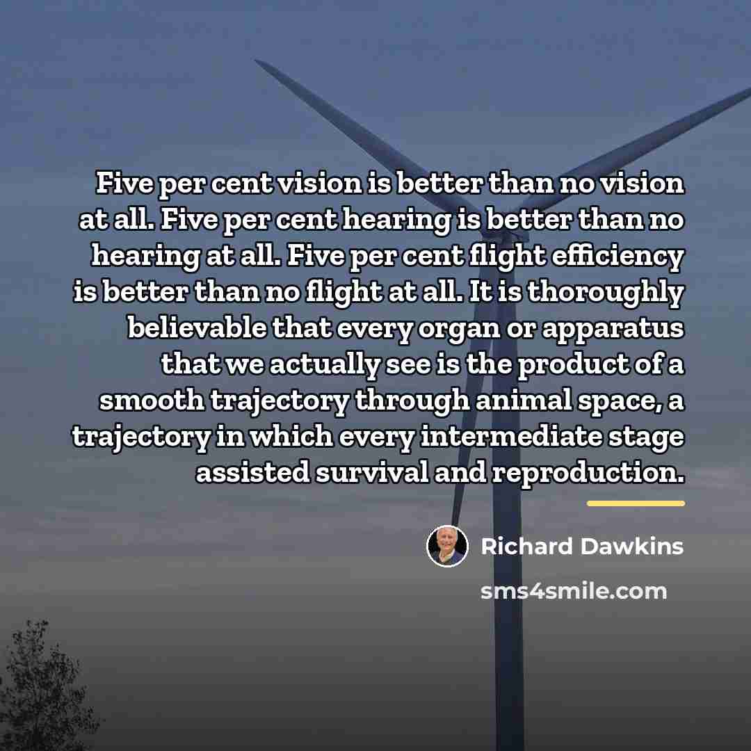 “Five per cent vision is better than no vision at…” quote by Richard Dawkins