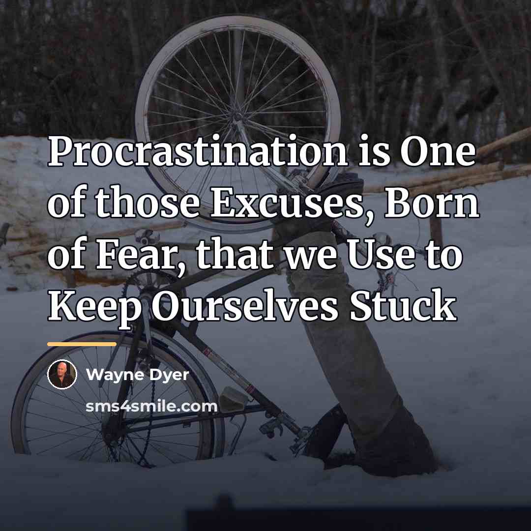 “Procrastination is One of those Excuses, Born of Fear, that…” quote by Wayne Dyer