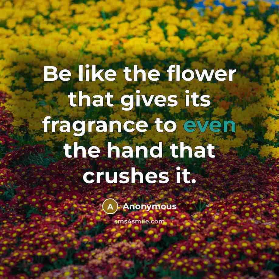 “Be like the flower that gives its fragrance to even…” quote by Anonymous