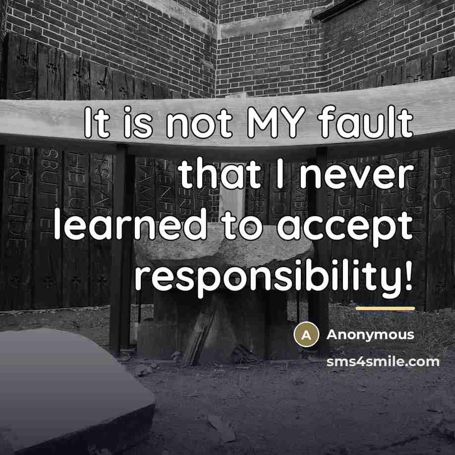 “It is not MY fault that I never learned to…” quote by Anonymous