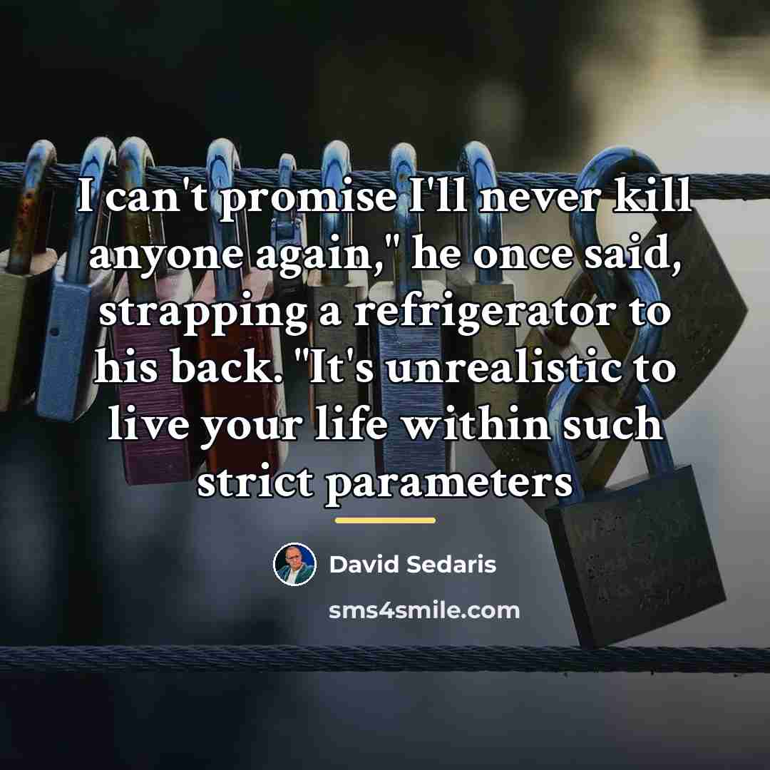 “I can't promise I'll never kill anyone again," he once…” quote by David Sedaris
