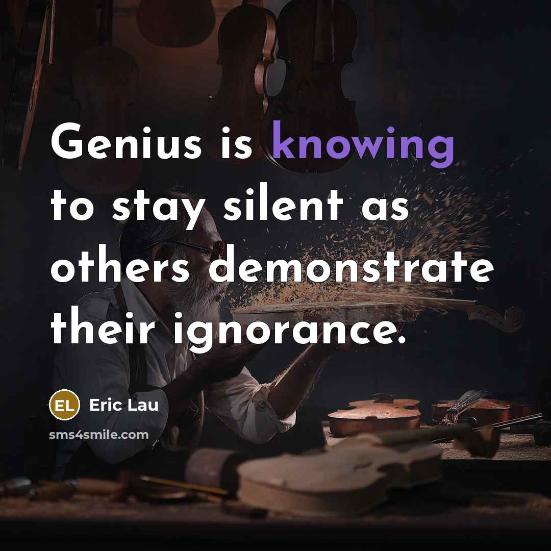 “Genius is knowing to stay silent as others demonstrate their ignorance.” quote by Eric Lau