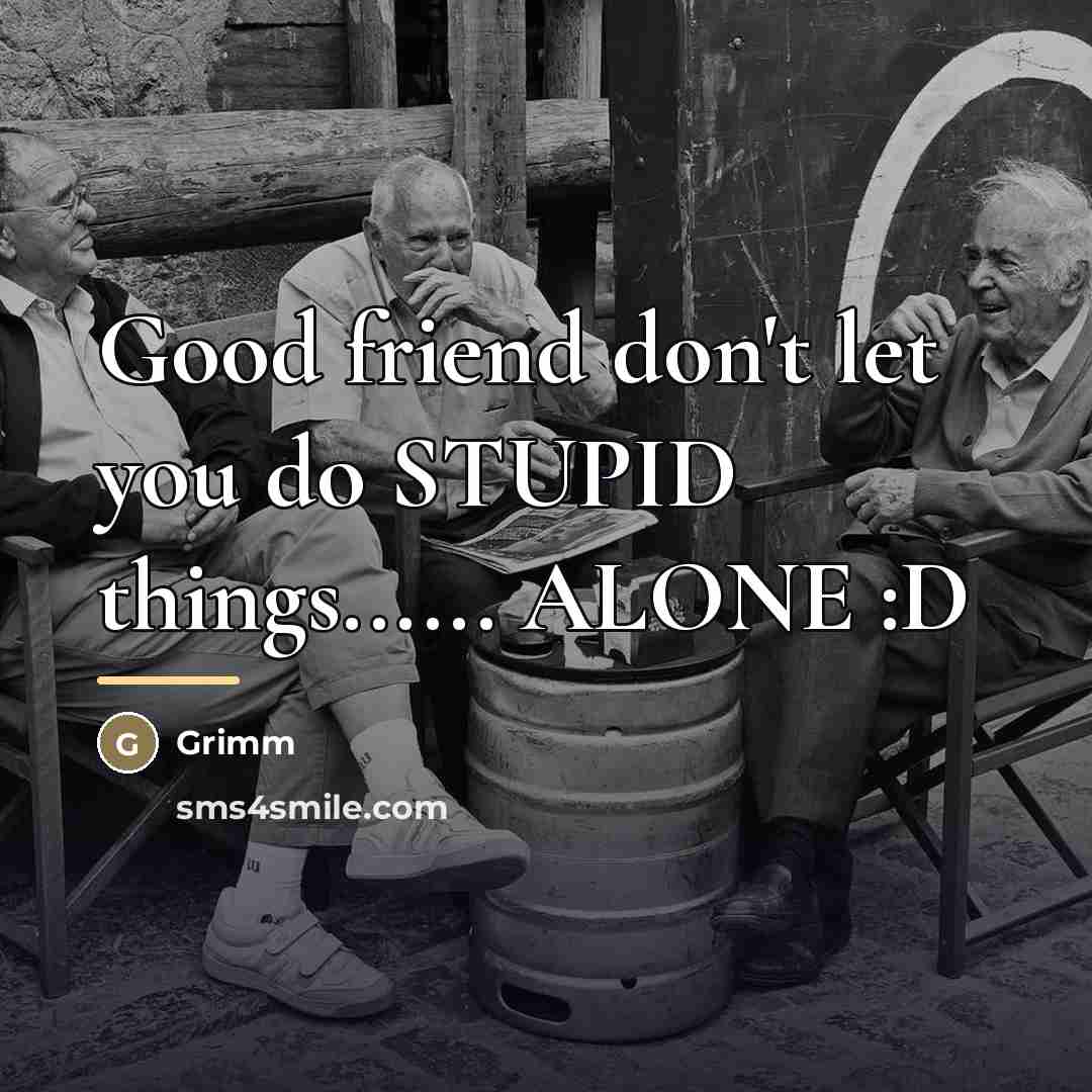 “Good friend don't let you do STUPID things...... ALONE :D…” quote by Grimm