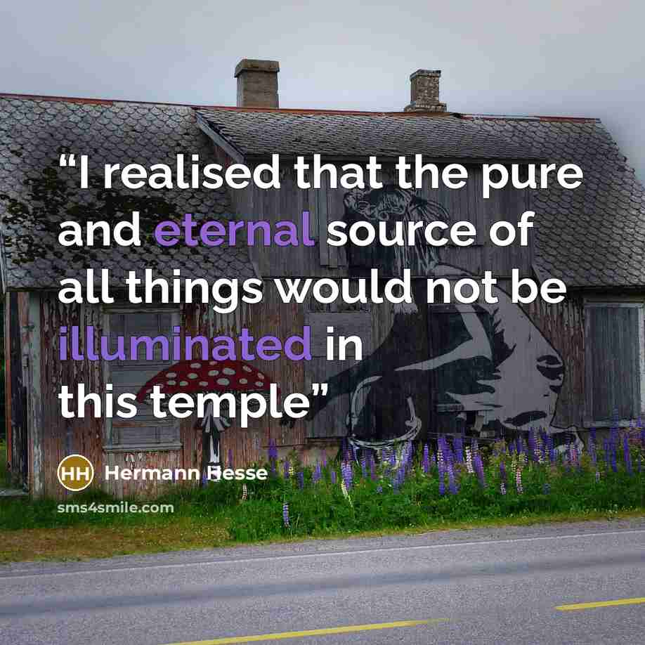 “I realised that the pure and eternal source of all things would not be illuminated in this temple” quote by Hermann Hesse