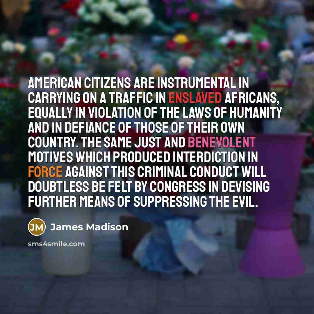 “American citizens are instrumental in carrying on a traffic in…” quote by James Madison