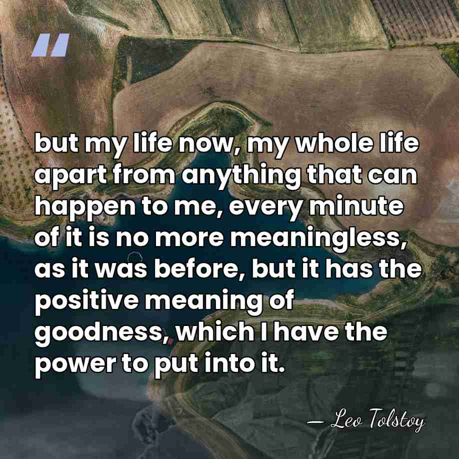 but my life now, my whole life apart from anything that can&hellip; - Leo Tolstoy
