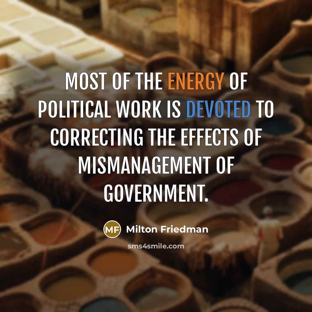 “Most of the energy of political work is devoted to…” quote by Milton Friedman