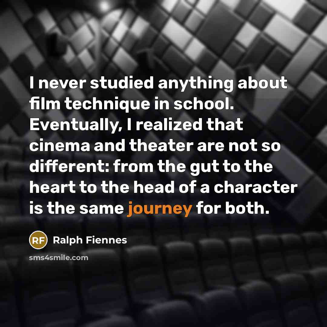 “I never studied anything about film technique in school. Eventually,…” quote by Ralph Fiennes