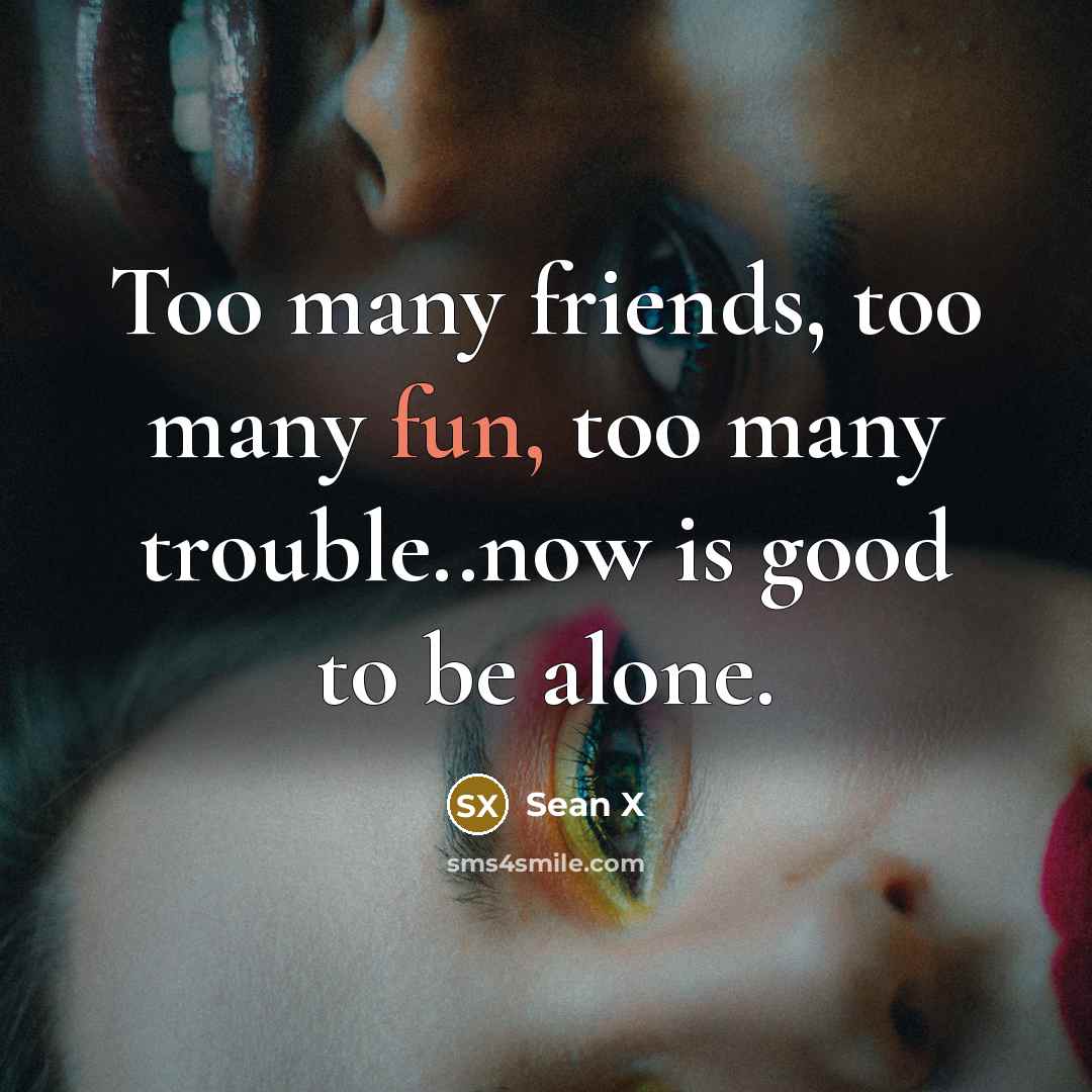“Too many friends, too many fun, too many trouble..now is…” quote by Sean X