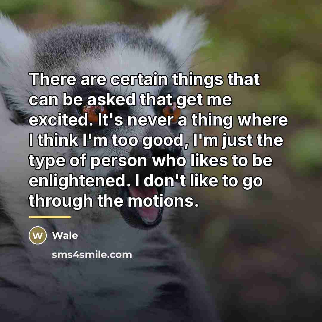 “There are certain things that can be asked that get…” quote by Wale