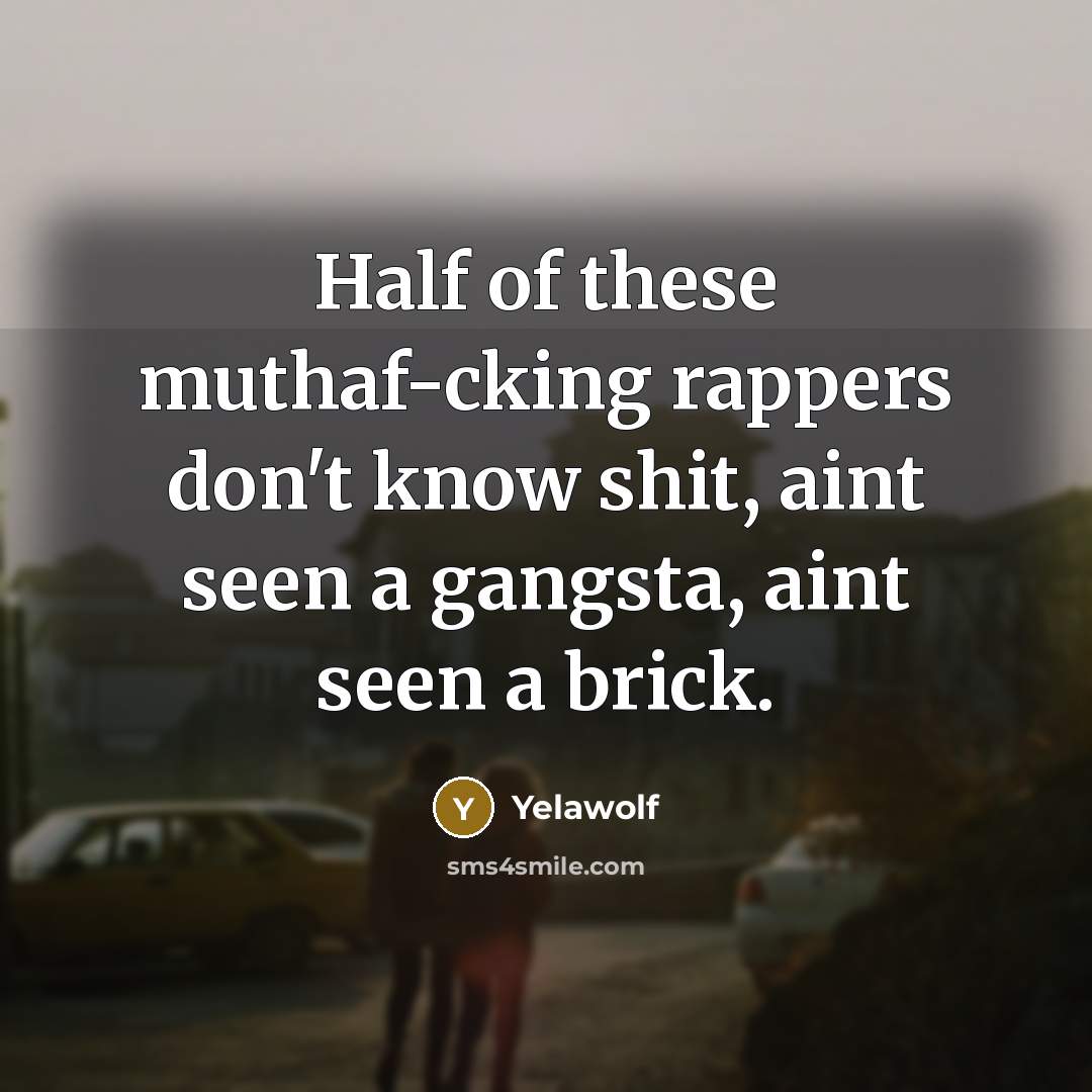 “Half of these muthaf-cking rappers don't know shit, aint seen…” quote by Yelawolf